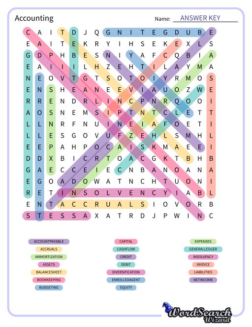 Accounting Word Search Puzzle