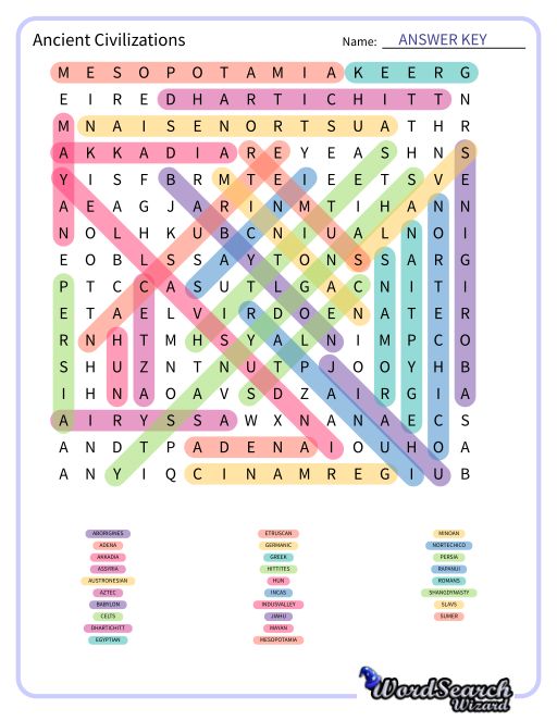 Ancient Civilizations Word Search Puzzle