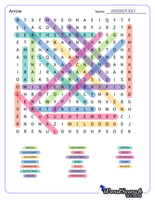 Arrow Word Search Puzzle