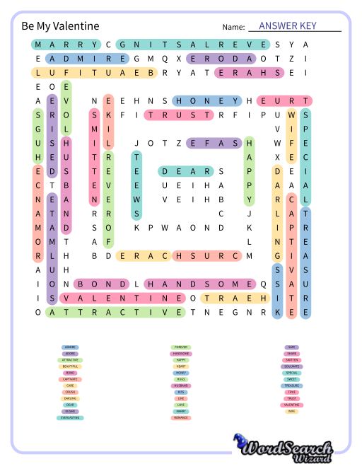 Be My Valentine Word Search Puzzle