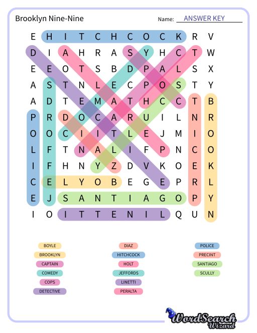 Brooklyn Nine-Nine Word Search Puzzle