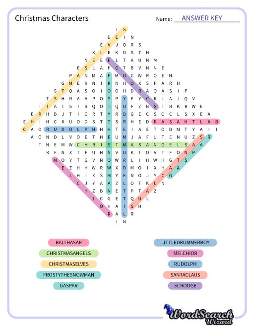 Christmas Characters Word Search Puzzle