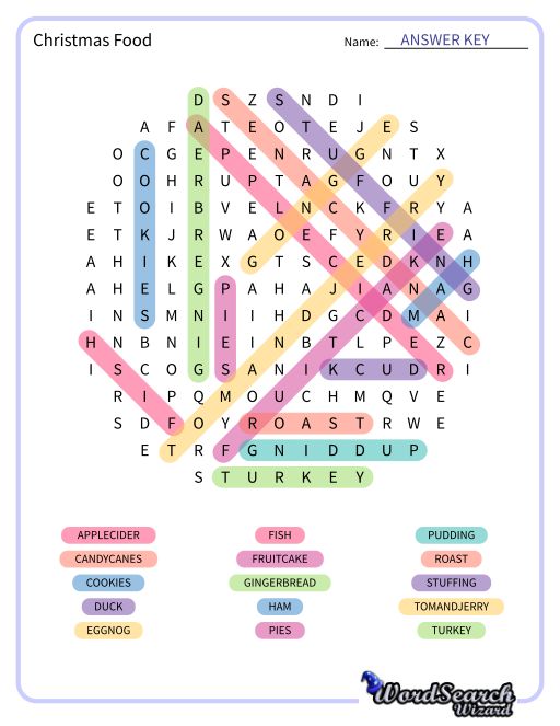 Christmas Food Word Search Puzzle