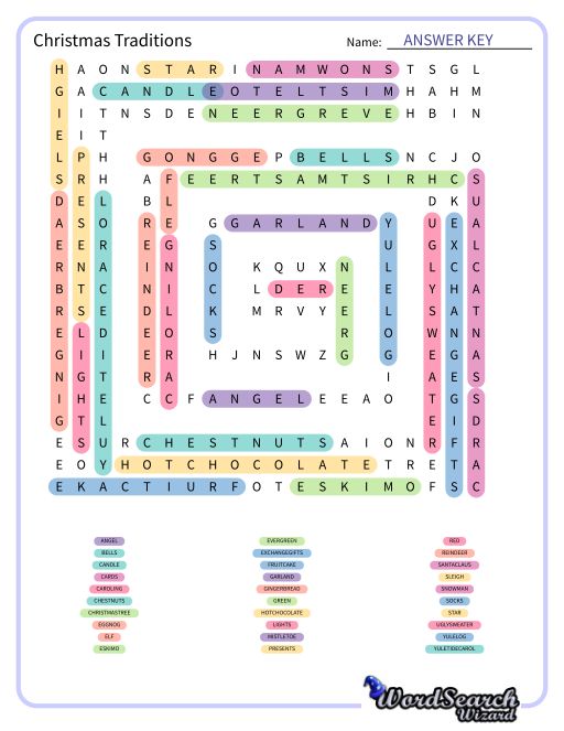 Christmas Traditions Word Search Puzzle