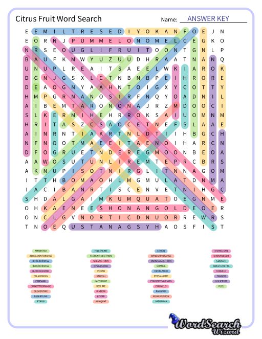 Citrus Fruit Word Search Word Search Puzzle