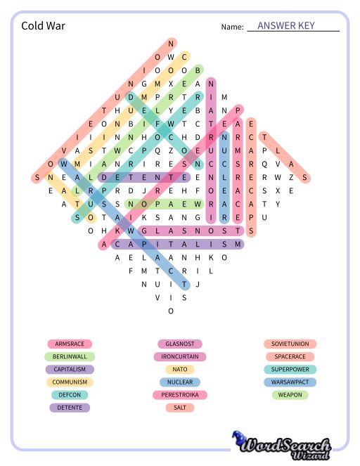 Cold War Word Search Puzzle