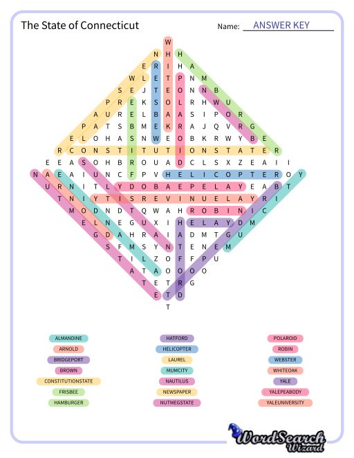 The State of Connecticut Word Search Puzzle