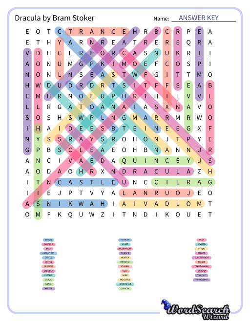 Dracula by Bram Stoker Word Search Puzzle