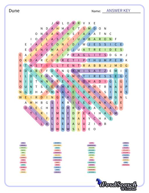 Dune Word Search Puzzle