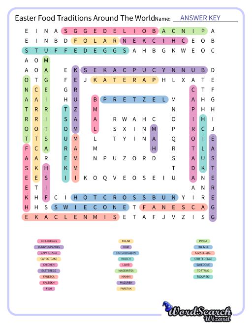 Easter Food Traditions Around The World Word Search Puzzle