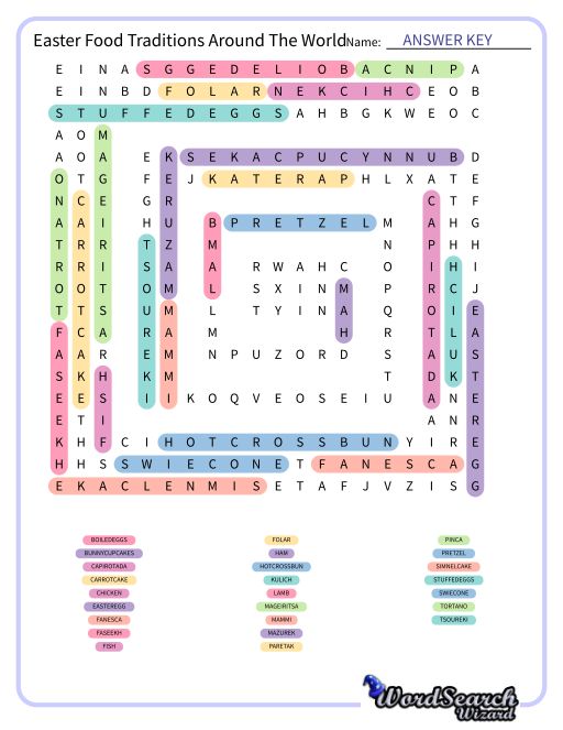 Easter Food Traditions Around The World Word Search Puzzle