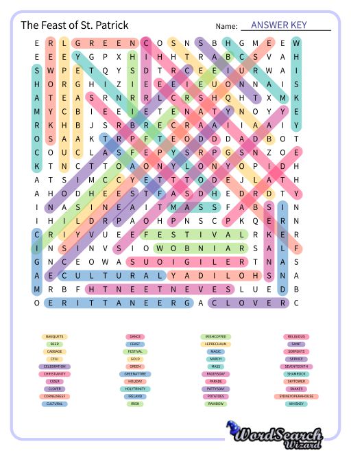 The Feast of St. Patrick Word Search Puzzle