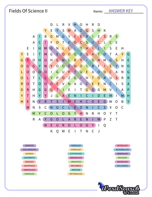 Fields Of Science II Word Search Puzzle