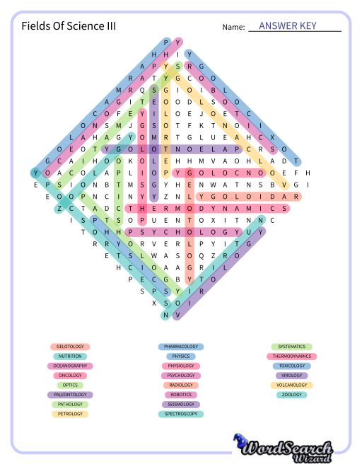 Fields Of Science III Word Search Puzzle