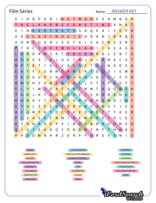 Film Series Word Search Puzzle