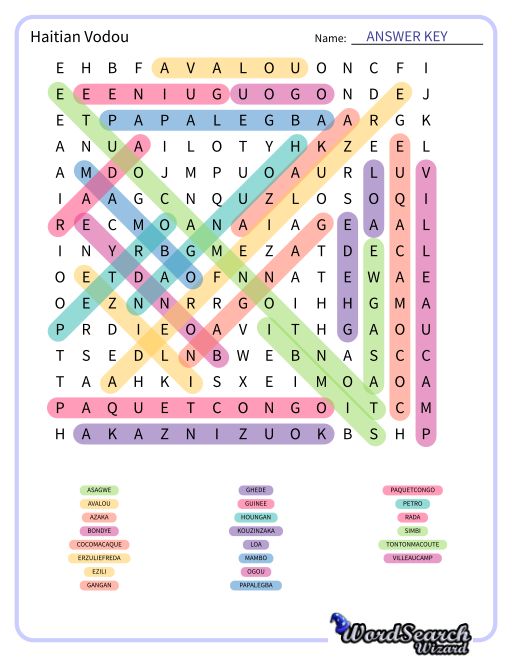 Haitian Vodou  Word Search Puzzle