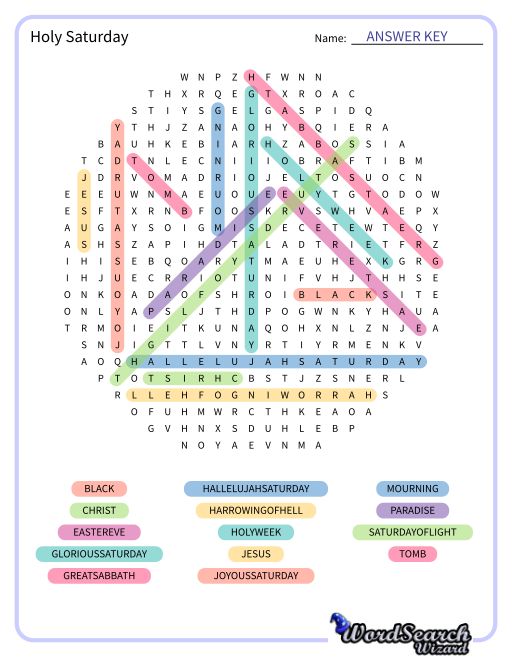 Holy Saturday Word Search Puzzle