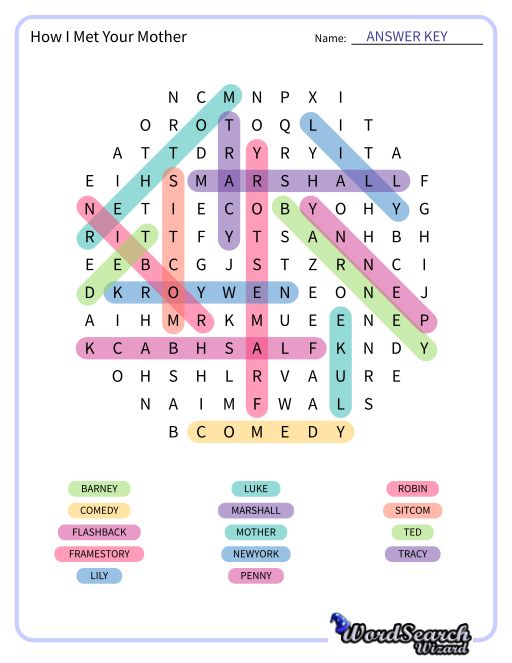 How I Met Your Mother Word Search Puzzle