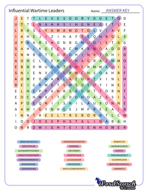 Influential Wartime Leaders Word Search Puzzle