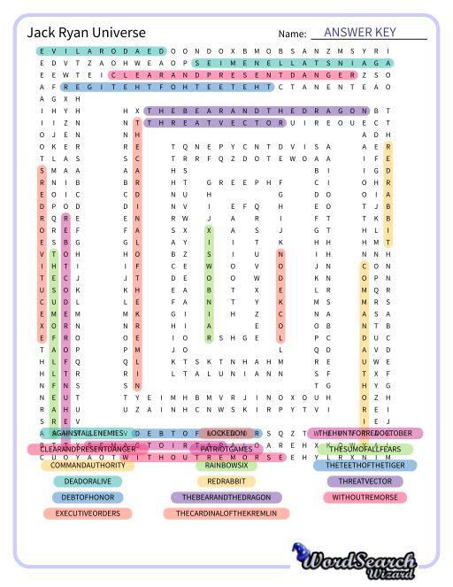 Jack Ryan Universe Word Search Puzzle