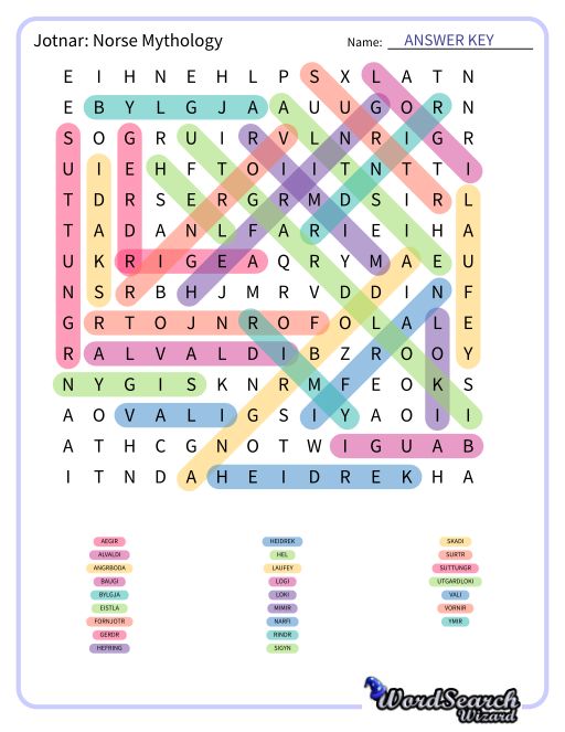 Jotnar: Norse Mythology Word Search Puzzle