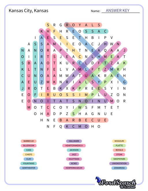 Kansas City, Kansas Word Search Puzzle