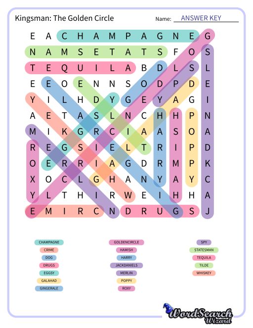 Kingsman: The Golden Circle Word Search Puzzle