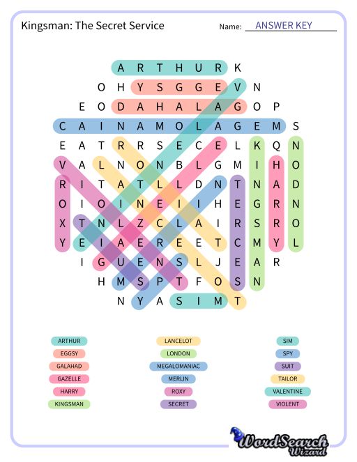 Kingsman: The Secret Service Word Search Puzzle