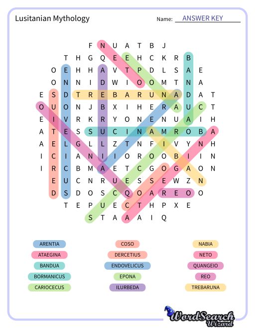 Lusitanian Mythology Word Search Puzzle