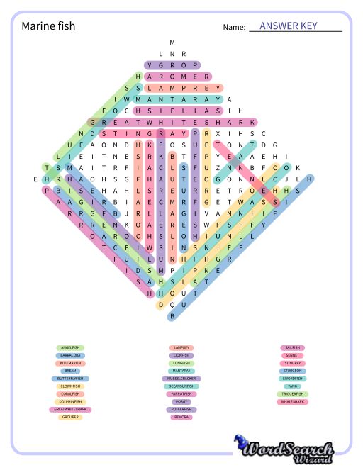 Marine fish Word Search Puzzle