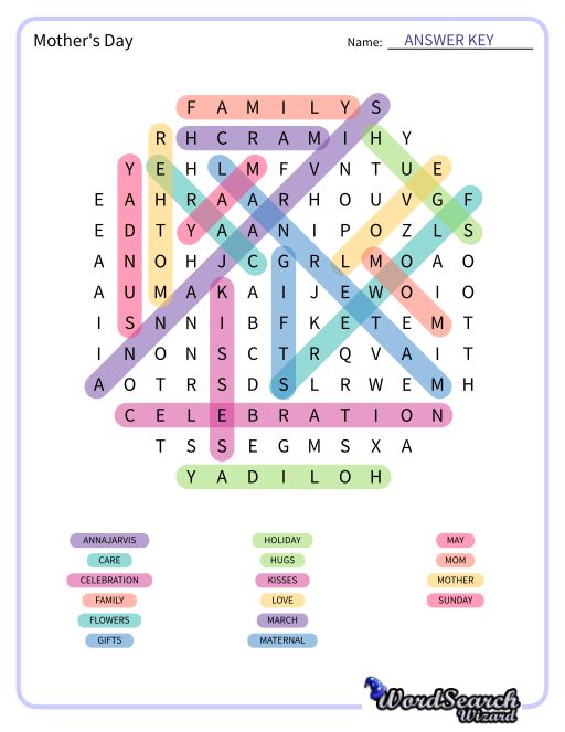 Mother's Day Word Search Puzzle