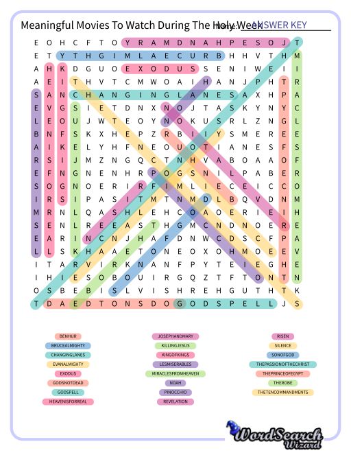 Meaningful Movies To Watch During The Holy Week Word Search Puzzle