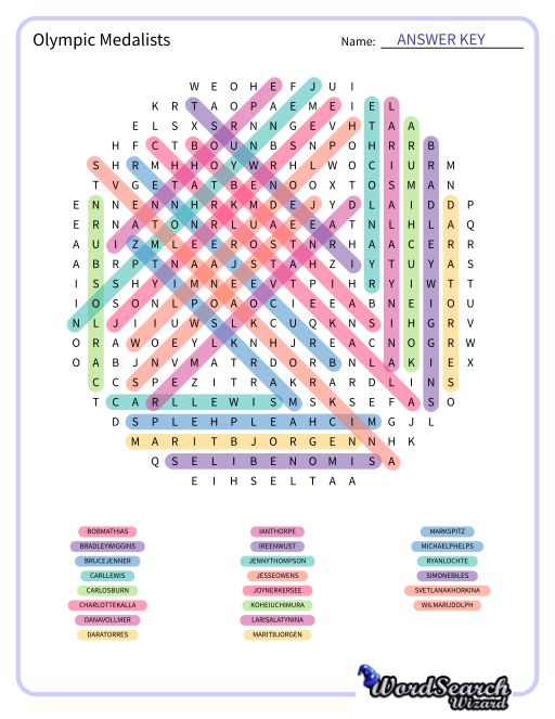 Olympic Medalists Word Search Puzzle