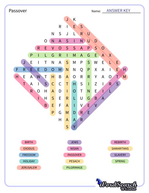 Passover Word Search Puzzle