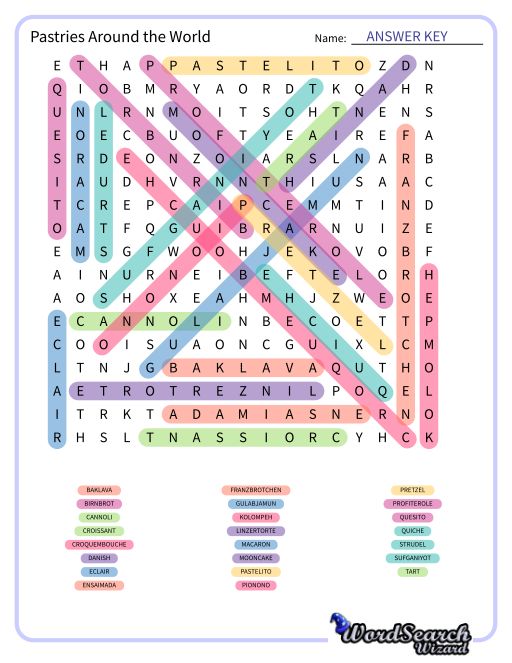 Pastries Around the World Word Search Puzzle