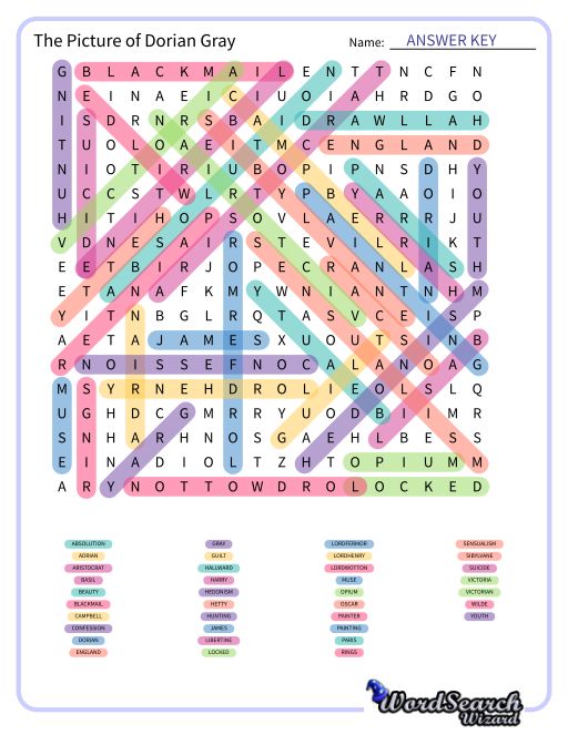 The Picture of Dorian Gray Word Search Puzzle