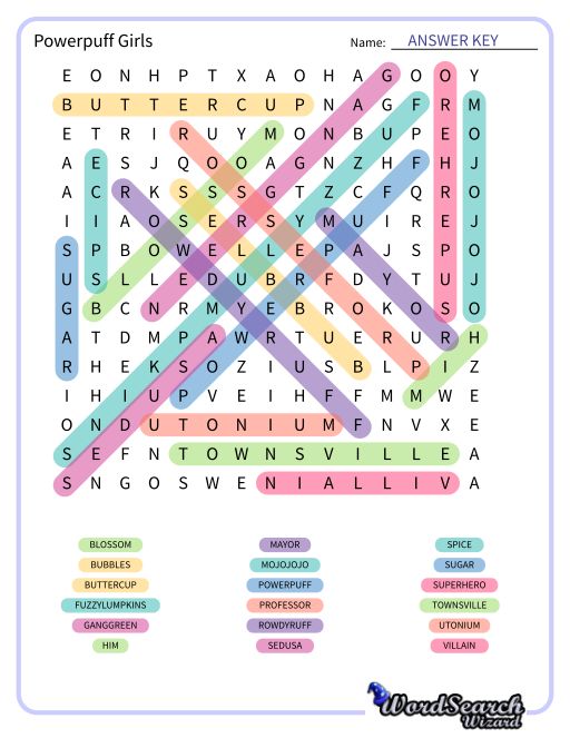 Powerpuff Girls Word Search Puzzle