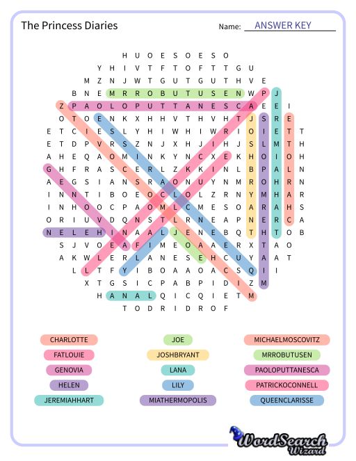 The Princess Diaries Word Search Puzzle