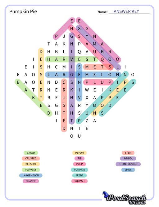 Pumpkin Pie Word Search Puzzle