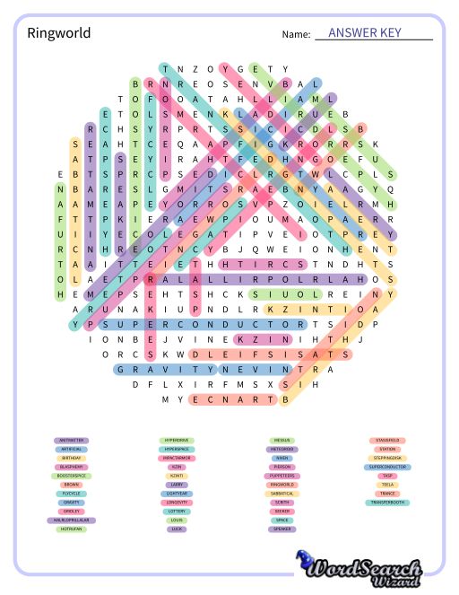 Ringworld Word Search Puzzle