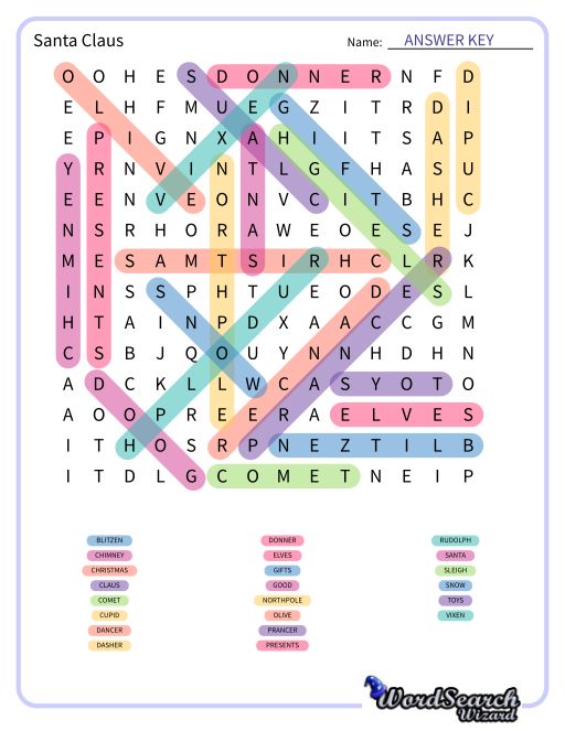 Santa Claus Word Search Puzzle