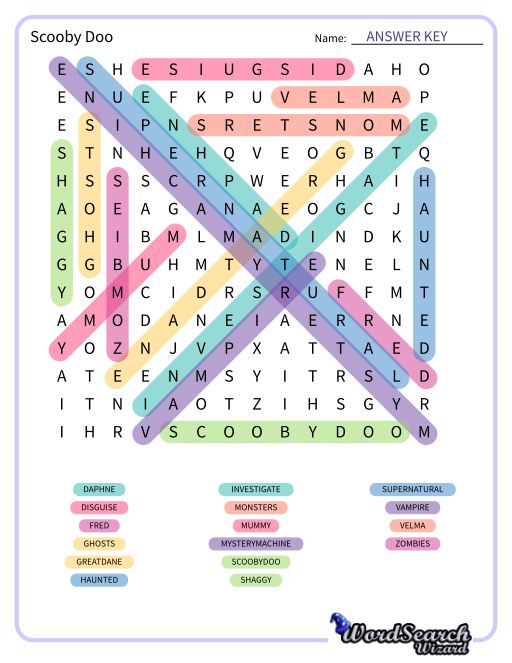 Scooby Doo Word Search Puzzle