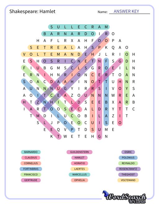 Shakespeare: Hamlet Word Search Puzzle