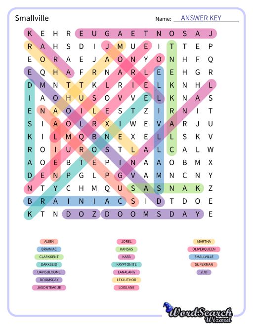 Smallville Word Search Puzzle