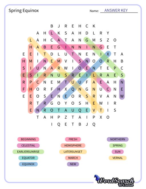 Spring Equinox Word Search Puzzle