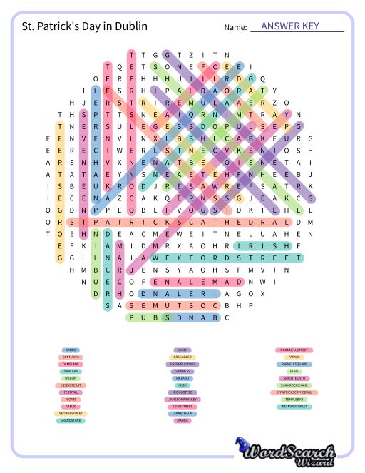 St. Patrick's Day in Dublin Word Search Puzzle