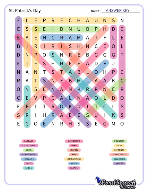 St. Patrick's Day Word Search Puzzle