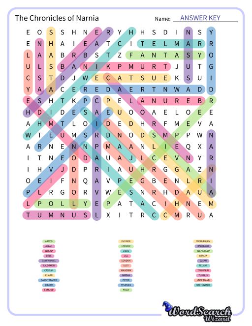 The Chronicles of Narnia Word Search Puzzle