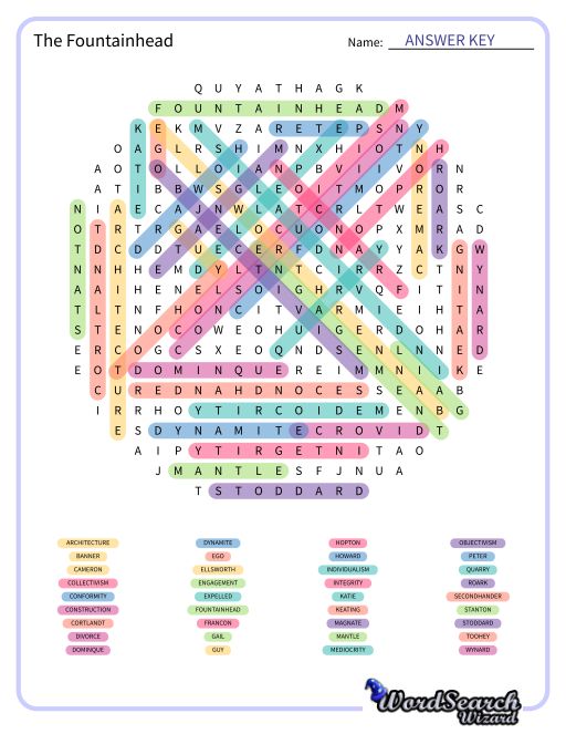 The Fountainhead Word Search Puzzle