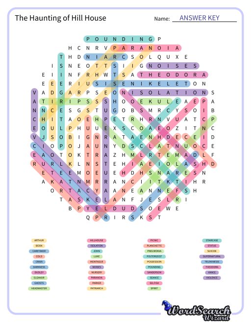 The Haunting of Hill House Word Search Puzzle